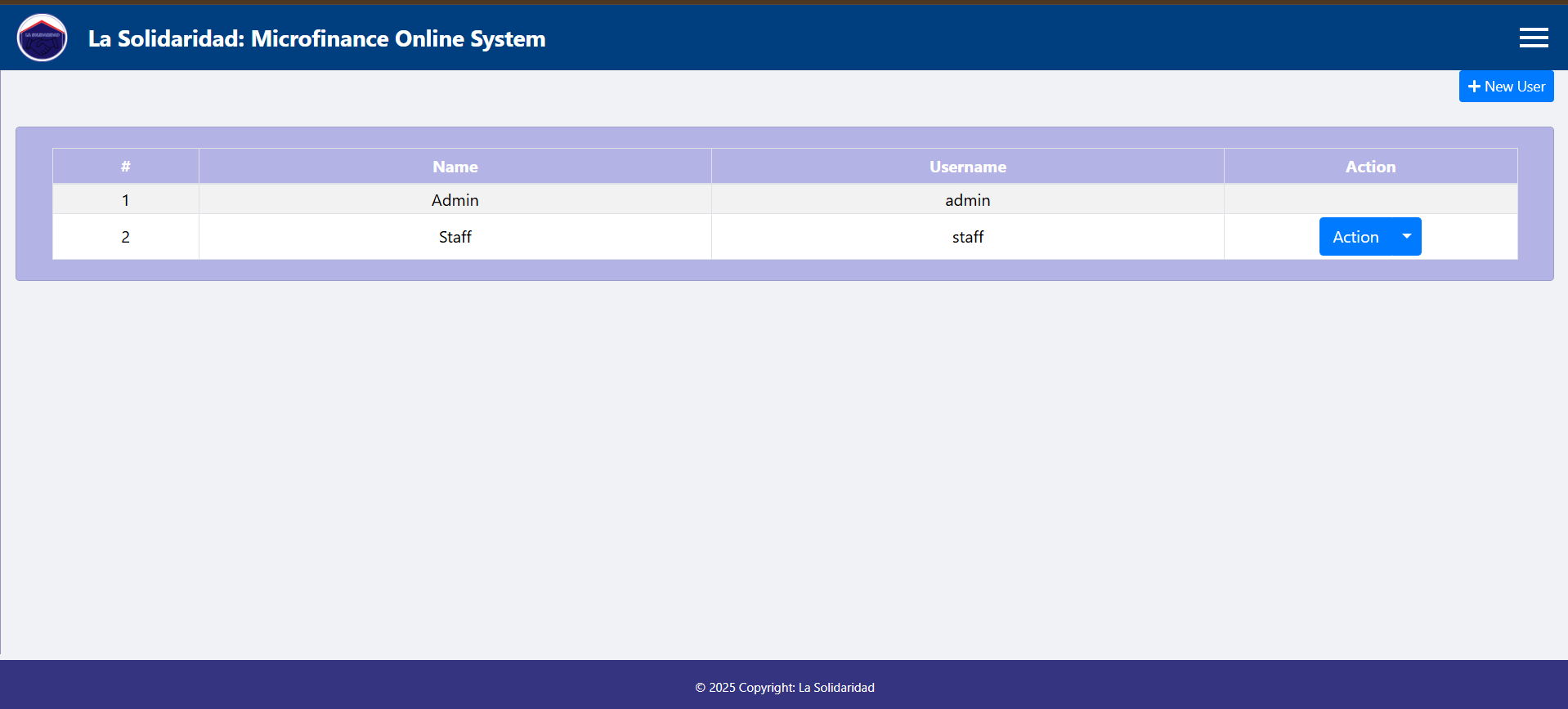 Screenshot of La Solidaridad Loan Management System
